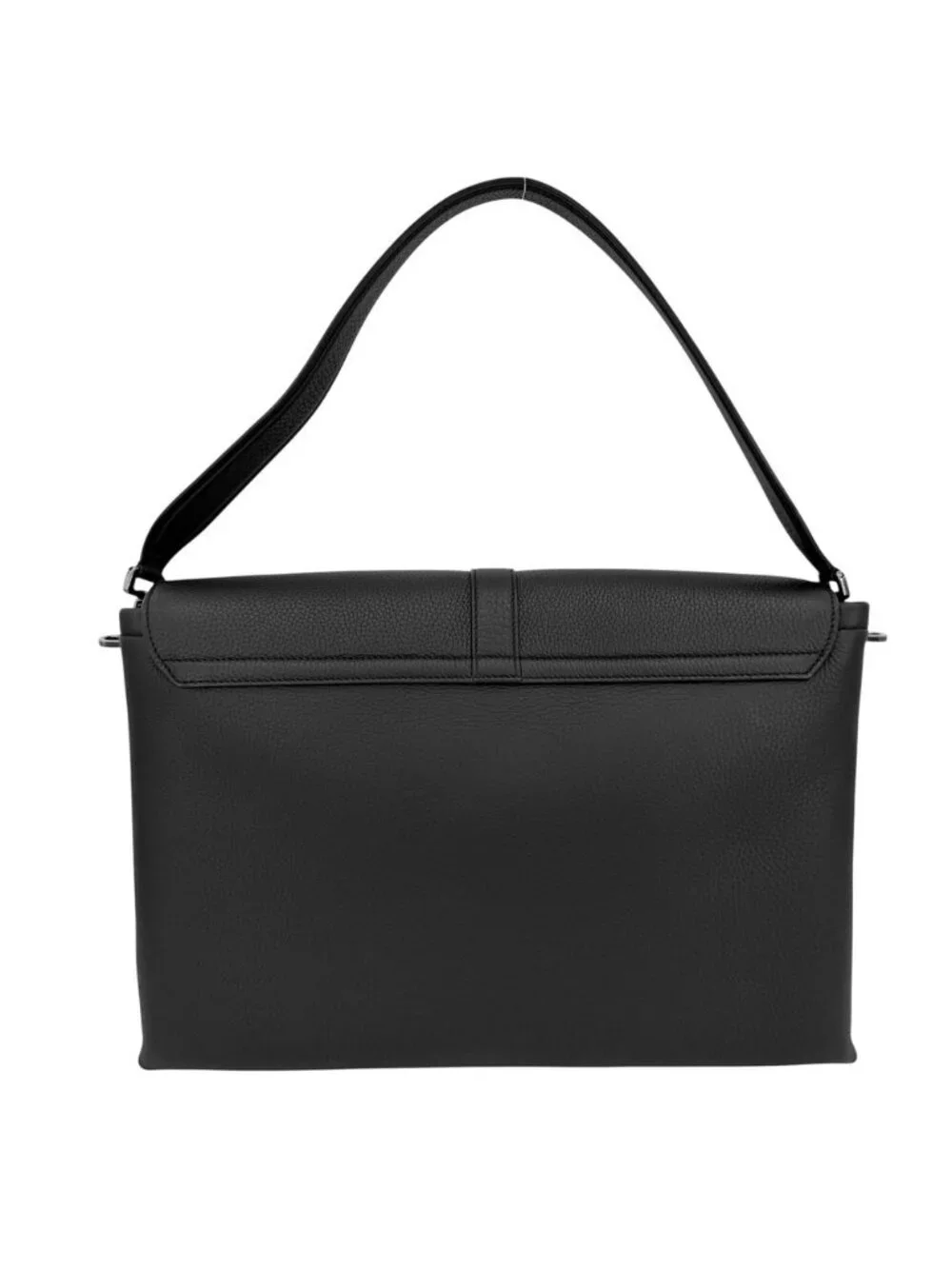 Dior Shoulder Bag Pillow Saddle Flap Crossbody Leather Black Silver